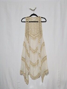 Dreamers Sleeveless Duster Cardigan Vest - Boho-Chic - Western - Fairy - Size L